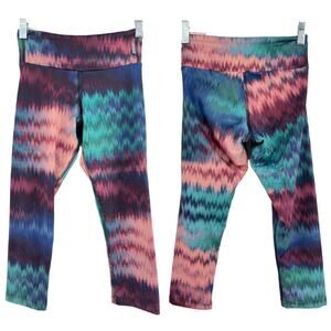 KOS XS Blue Purple Pink Bleed Print Yoga Leggings